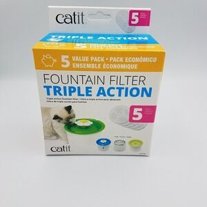 5 Catit Senses Triple Action Flower Fountain‎ Softening Filters Value Pack 43746